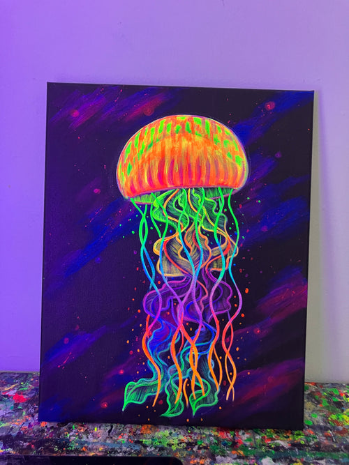 Blacklight jellyfish painting full size