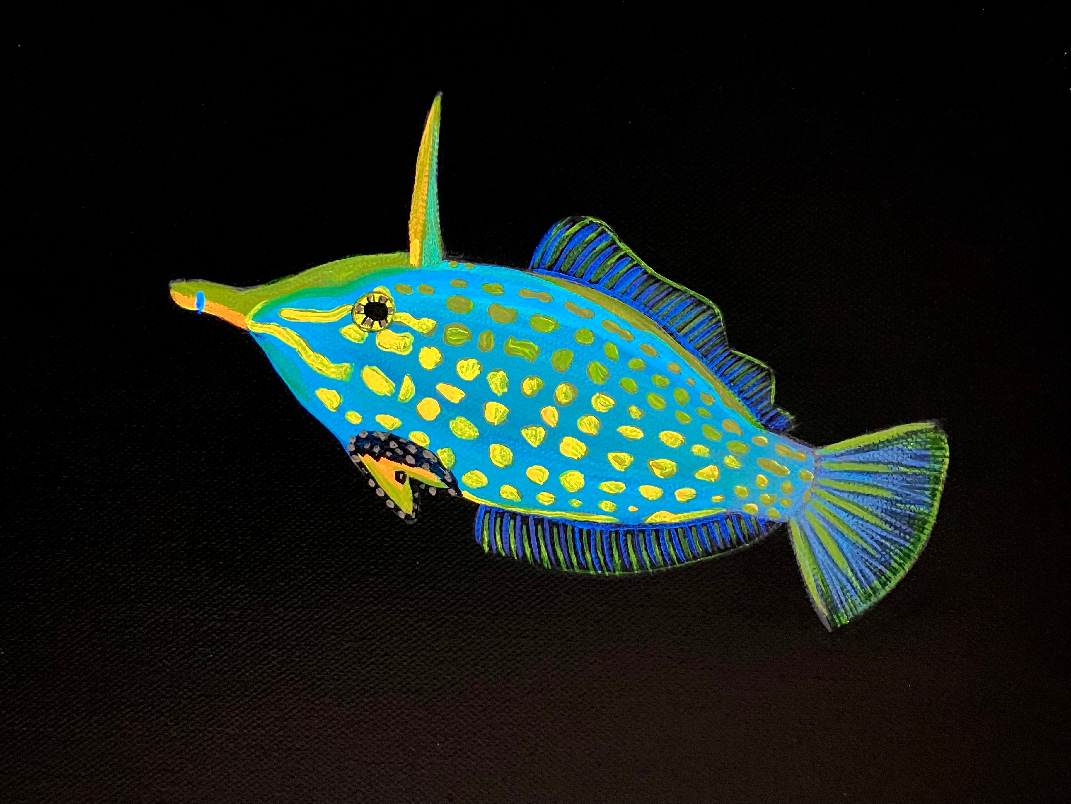 Orange spotted filefish painting