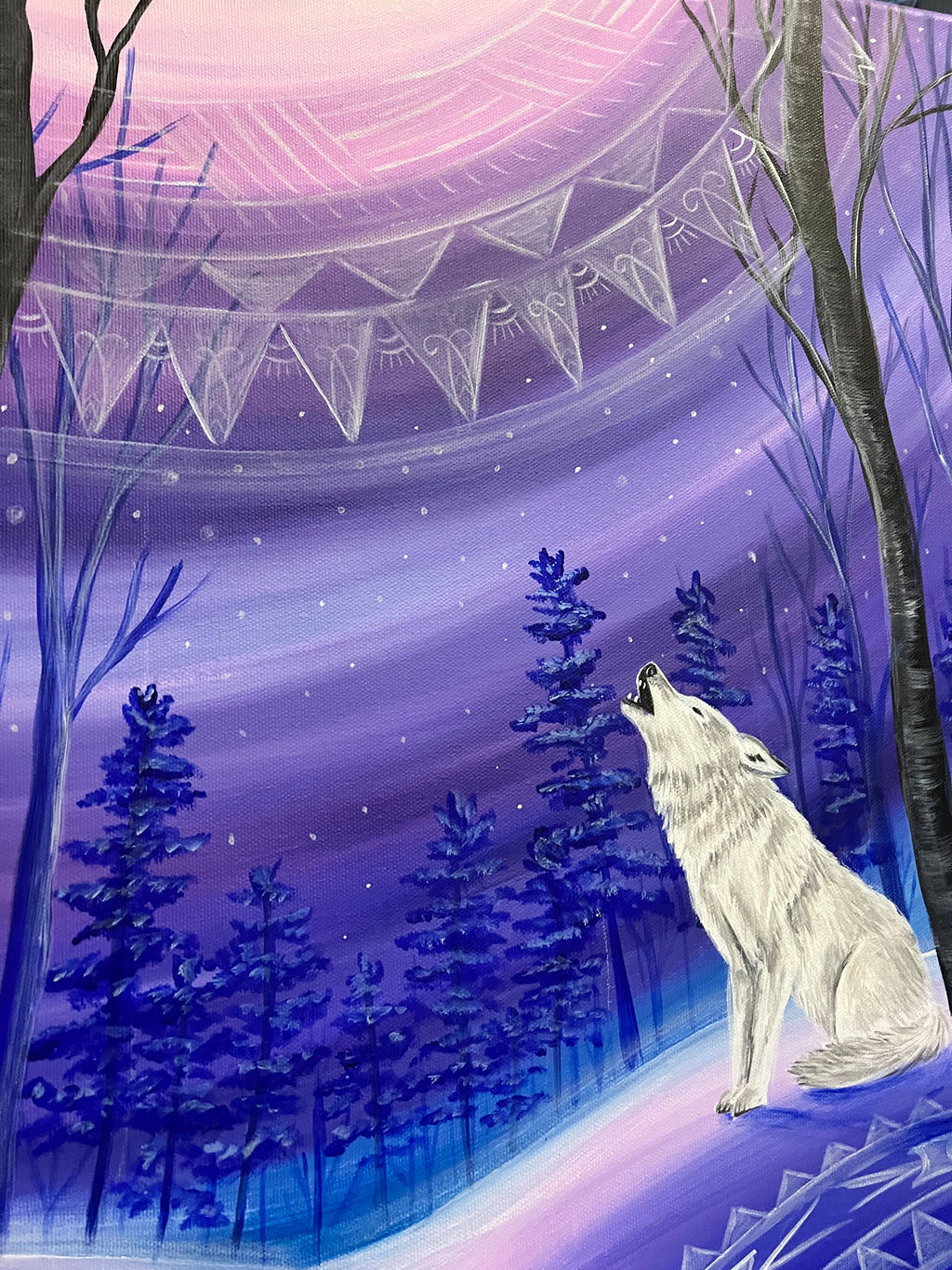 Mohawk wolf clan painting up close