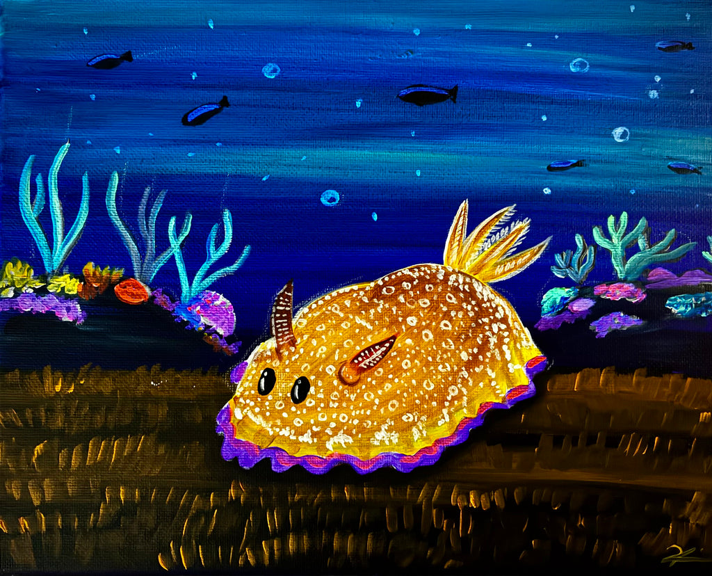 Cute Nudibranch blacklight painting