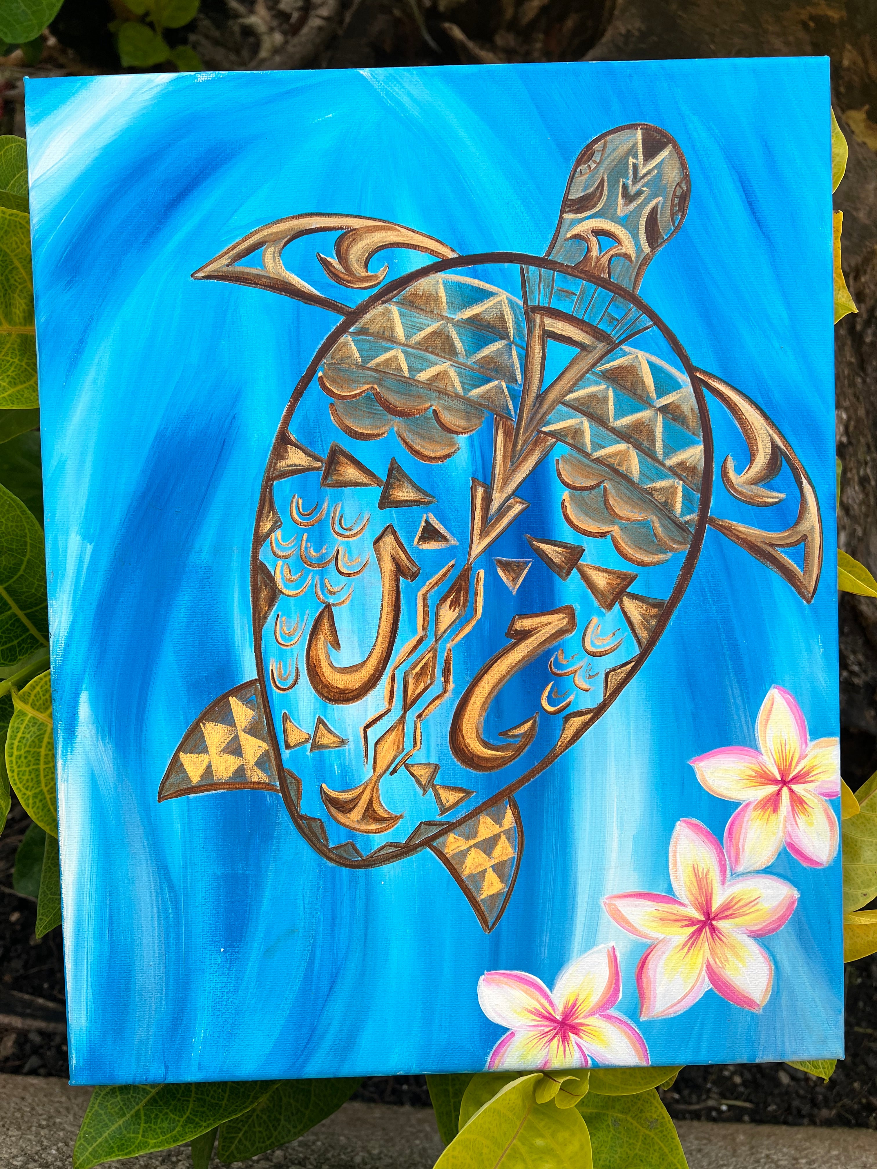 Hawaiian honu sea turtle tribal painting 