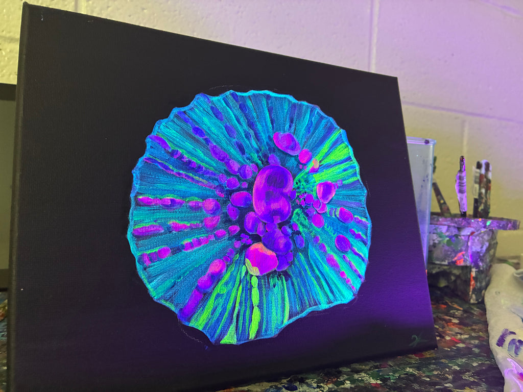 Blacklight bounce coral original painting