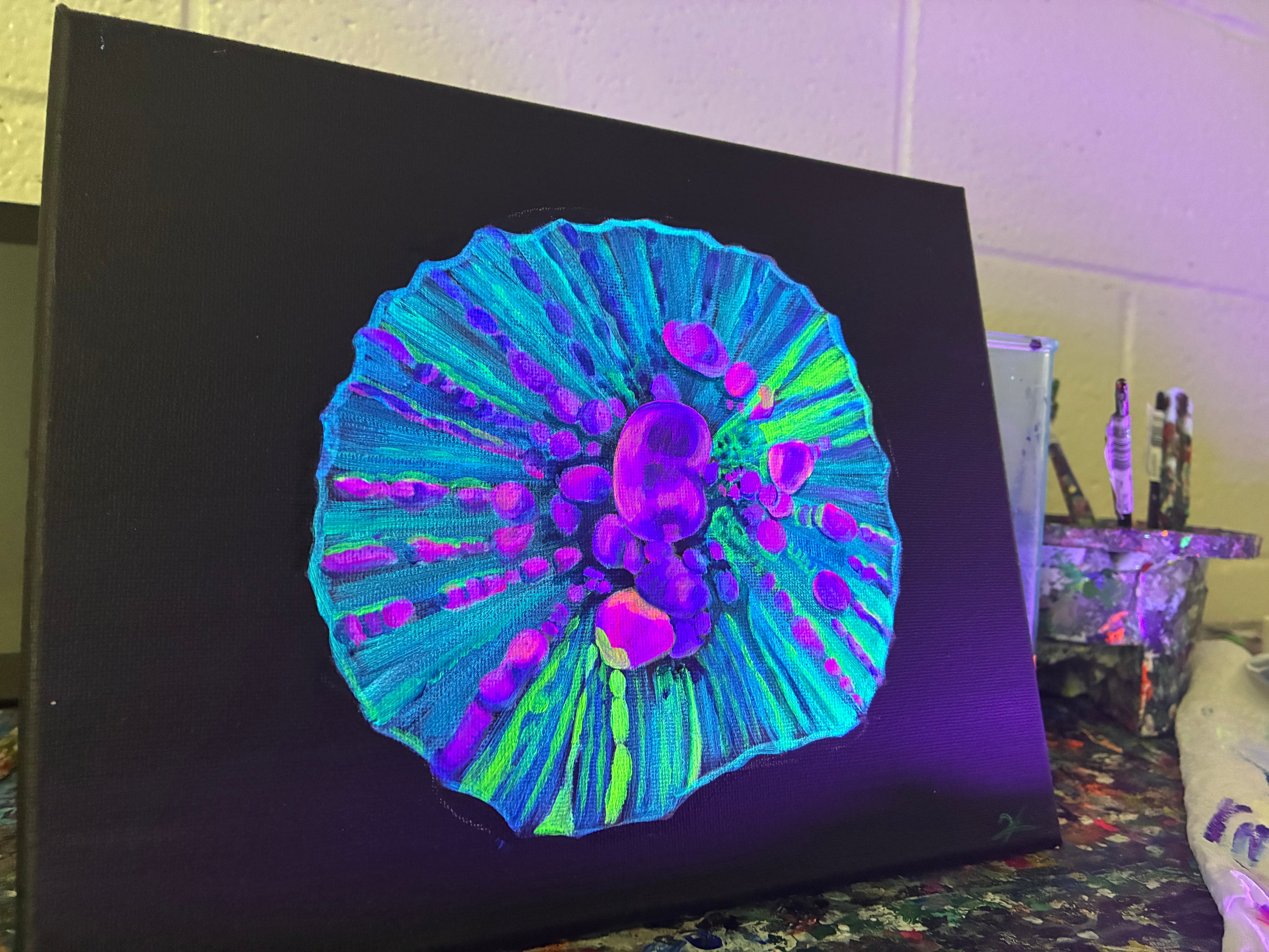 Blacklight bounce coral original painting