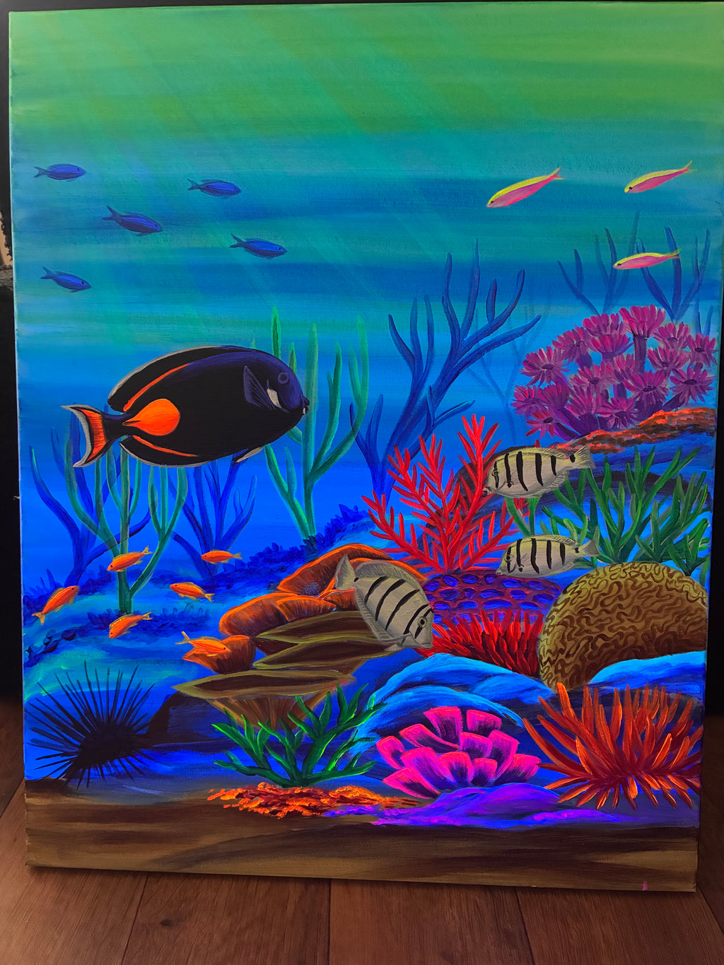 Blacklight original reef scene painting