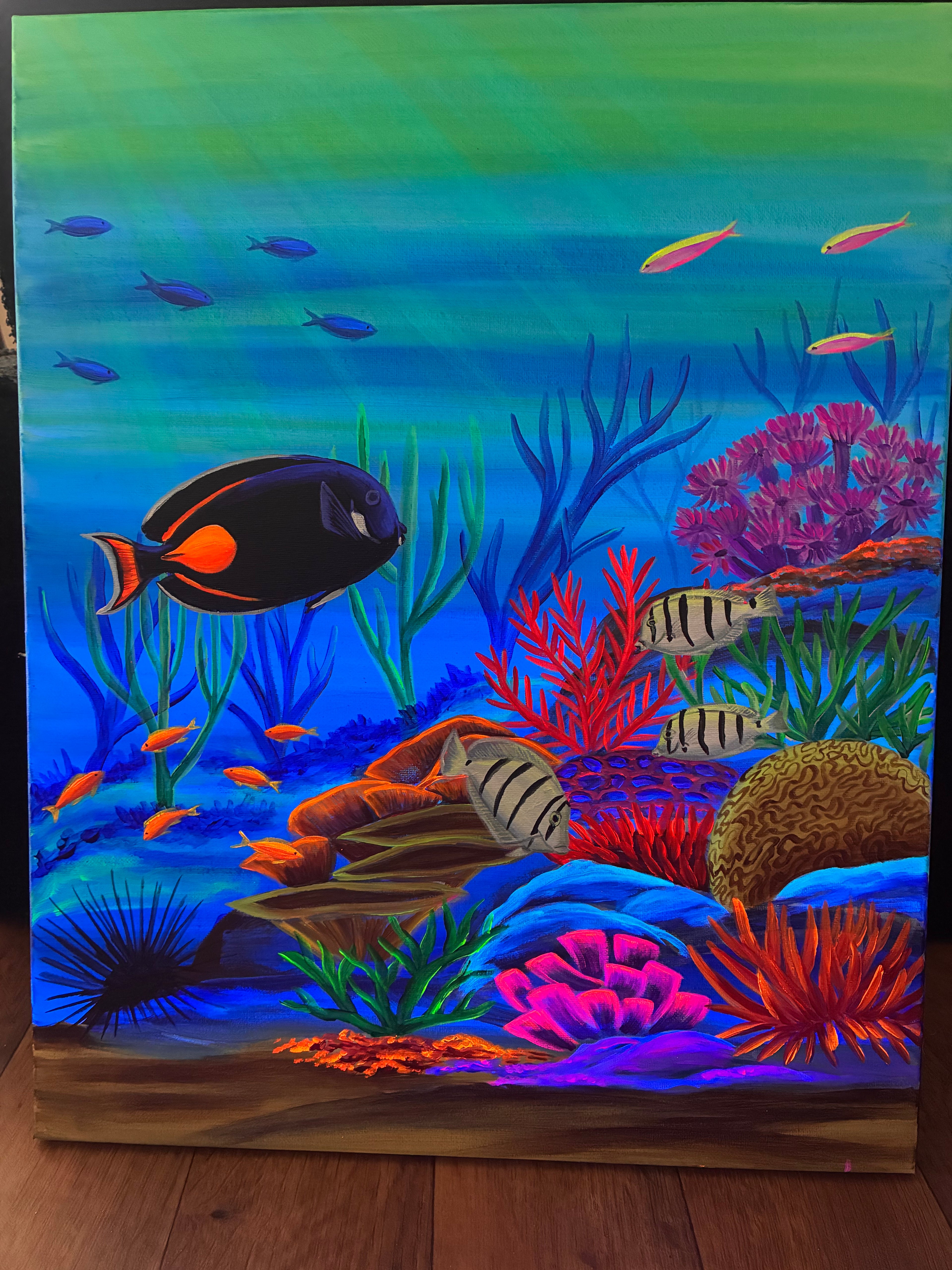 Blacklight original reef scene painting