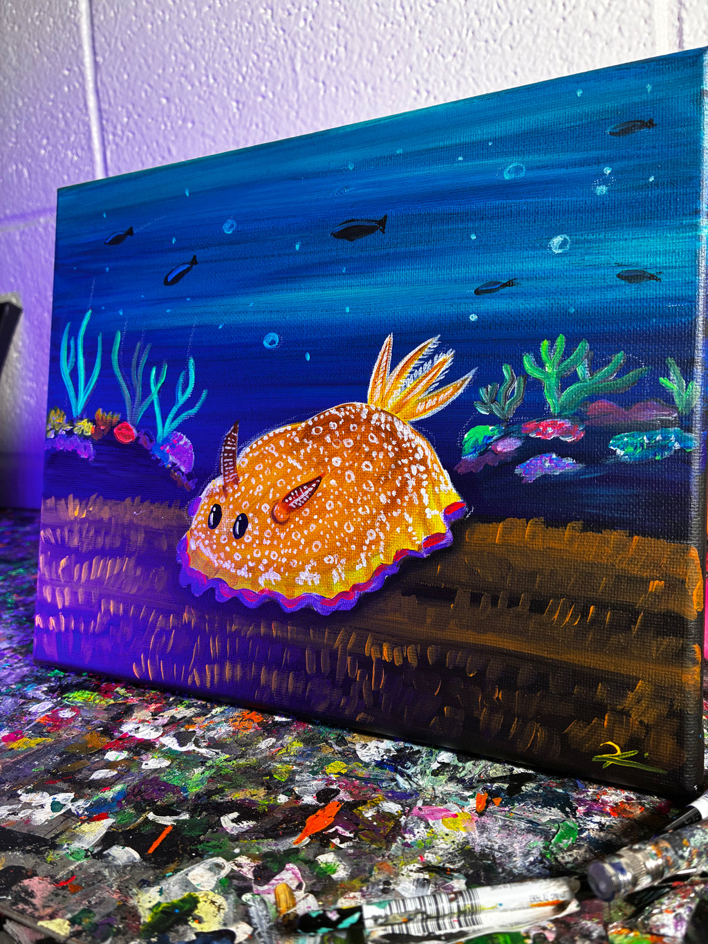 Cute Nudibranch blacklight painting