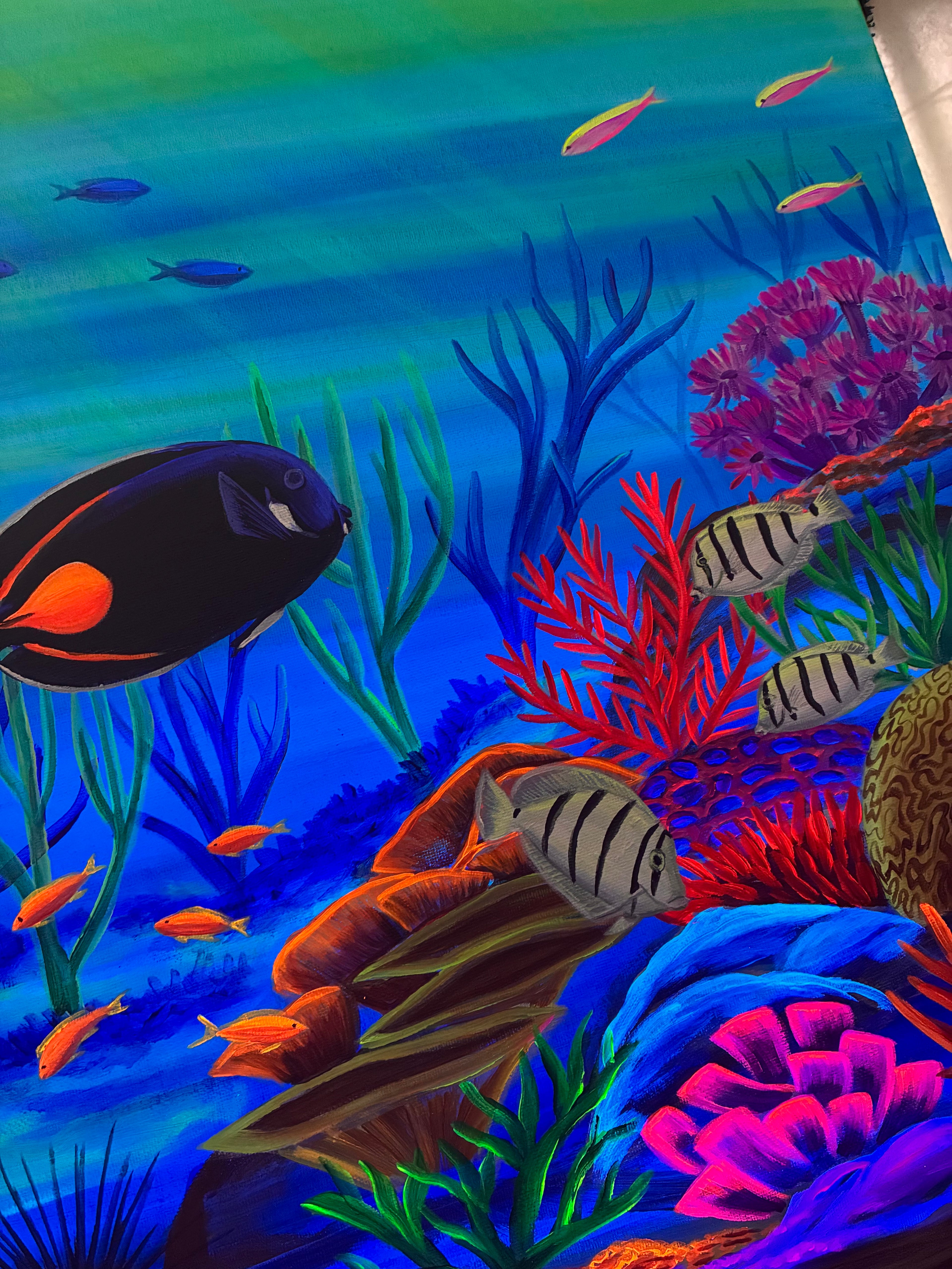 Blacklight original reef scene painting