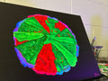 Three colored grafted monti coral black light original painting