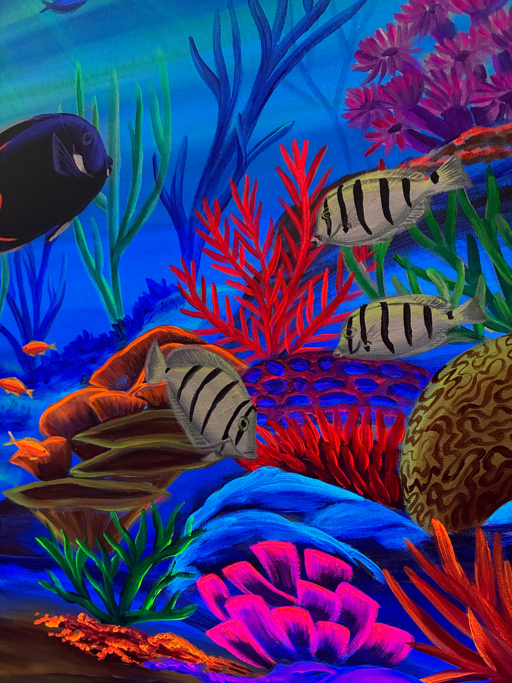 Blacklight original reef scene painting
