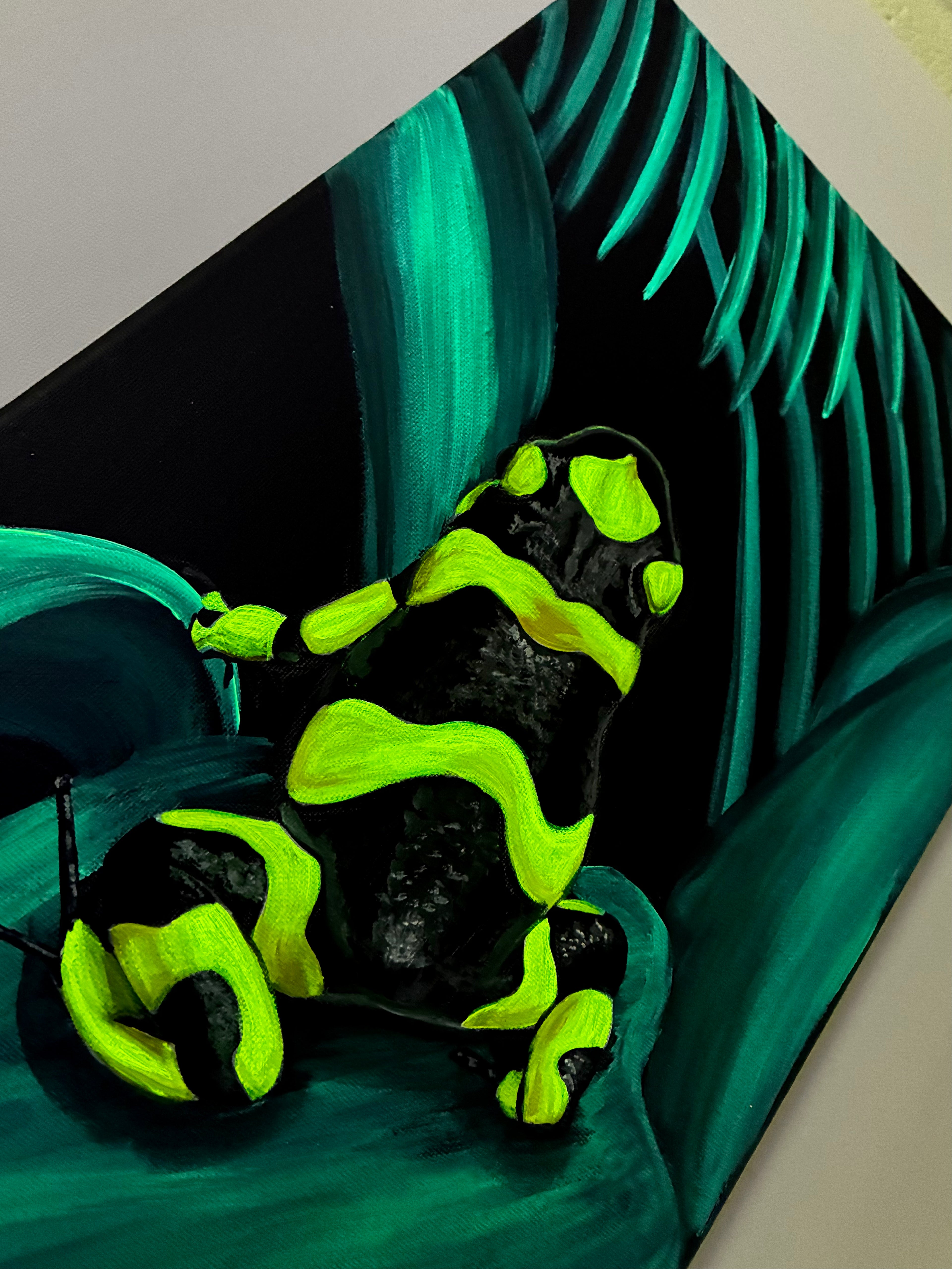 Poison dart frog black light painting