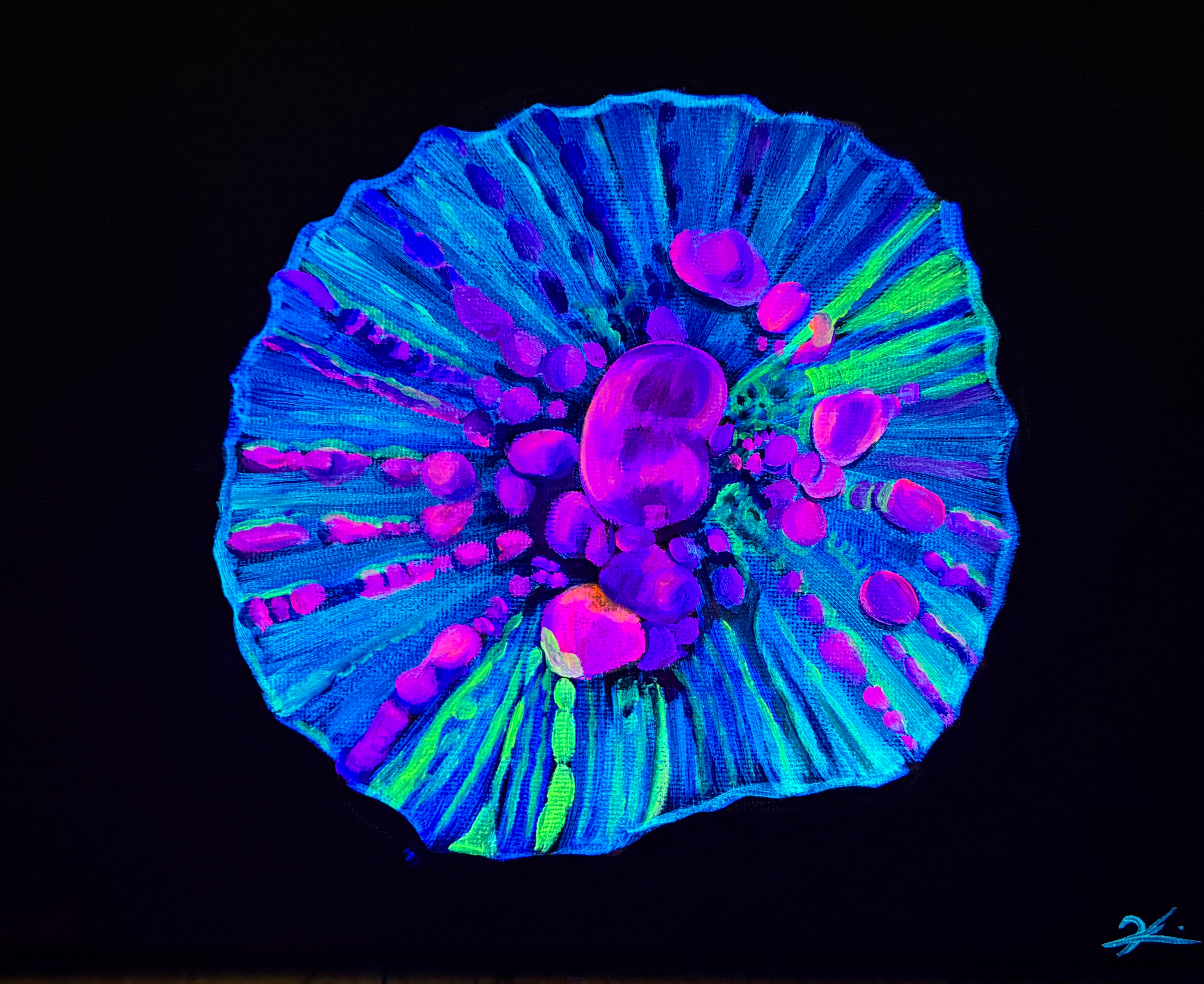 Blacklight bounce coral original painting
