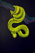 Green tree snake original black light painting