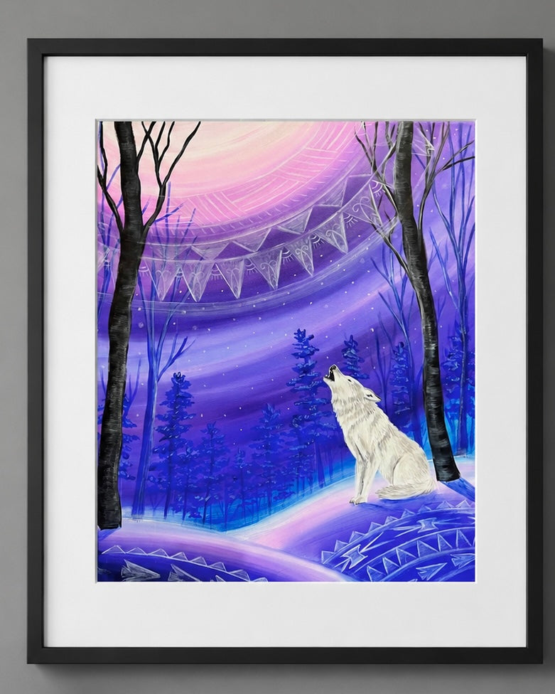 Mohawk white wolf art