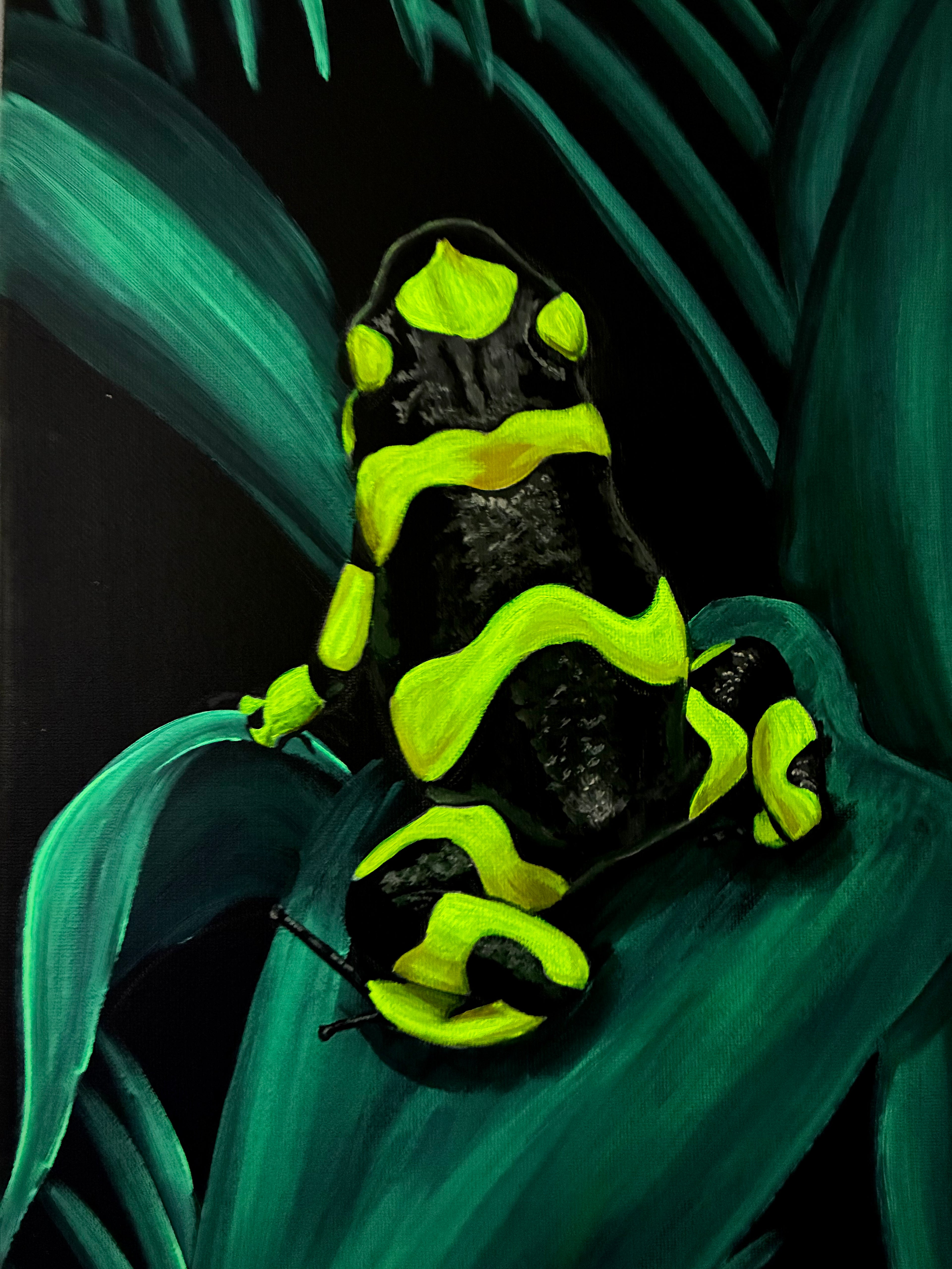 Poison dart frog black light painting