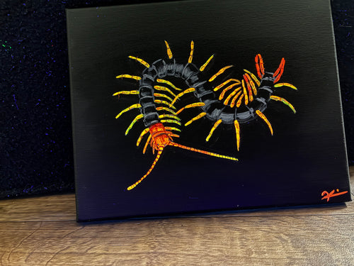 Centipede original 8x10 canvas painting