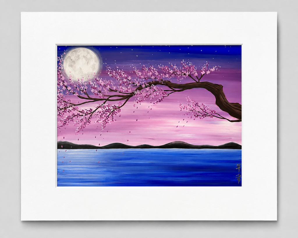 Purple Moon Cherry Blossosm Artwork