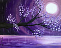 Purple cherry blossom art