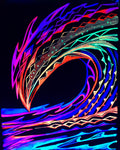 Tribal blacklight wave painting Polynesian 