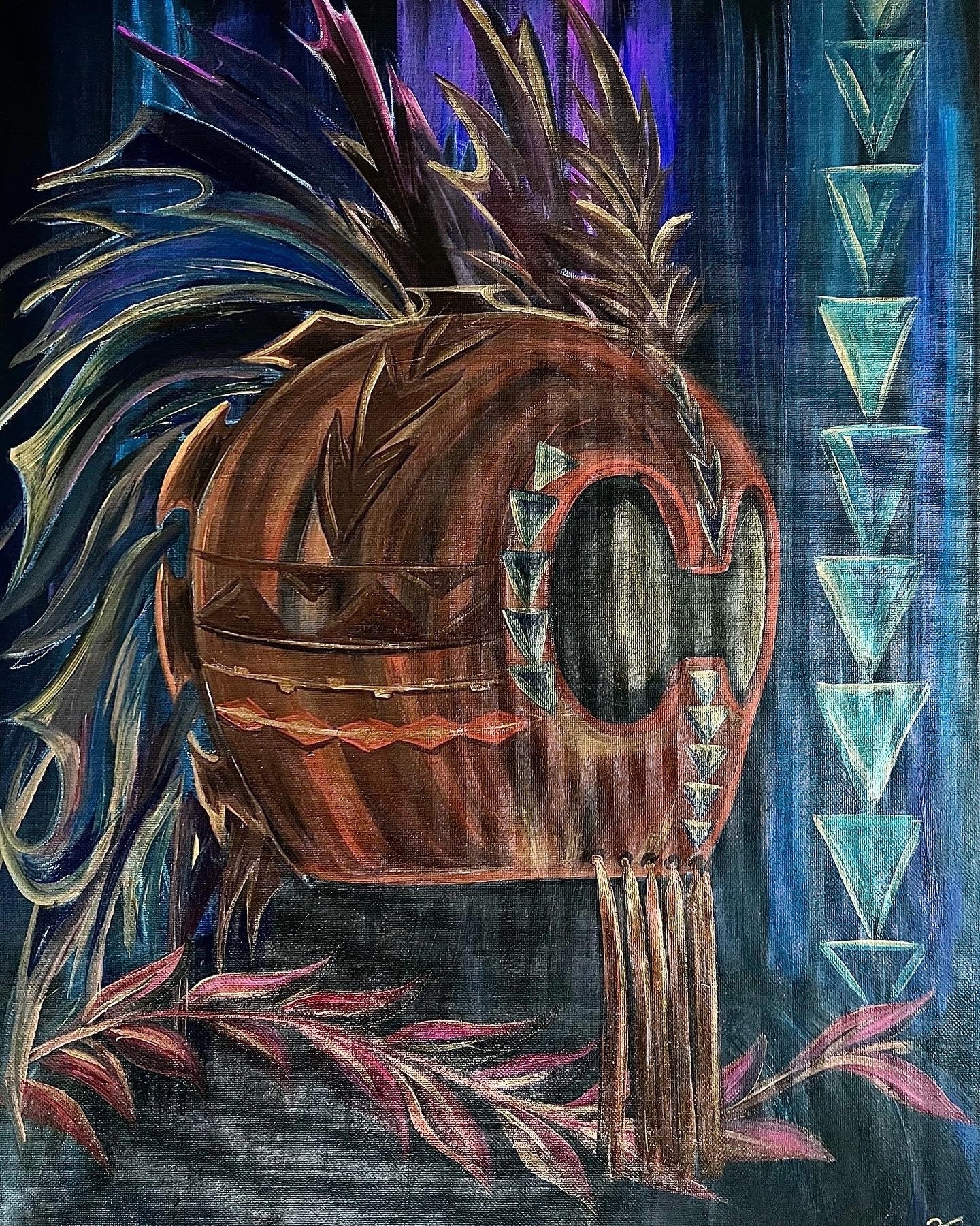 Hawaiian Kaila helmet tribal art