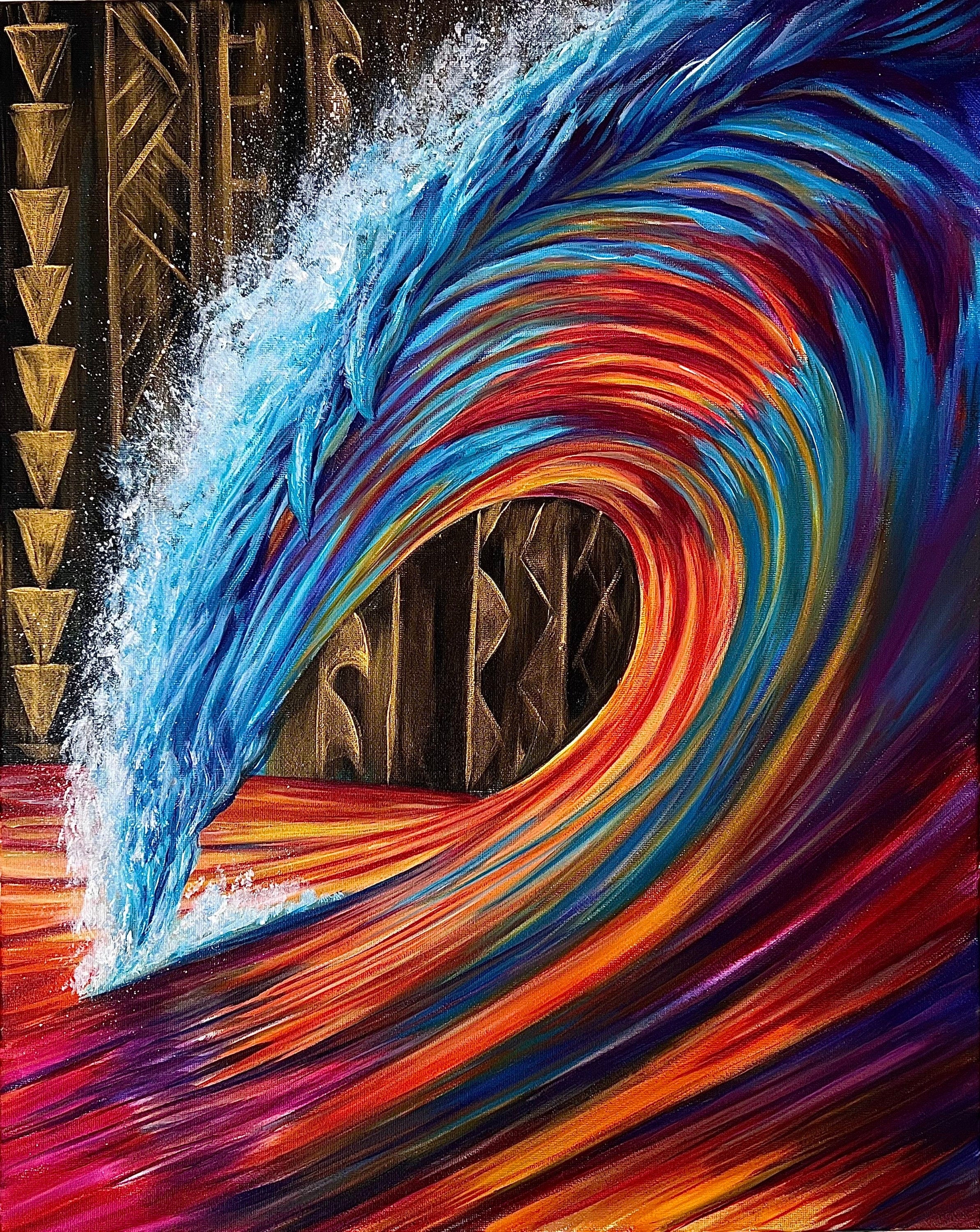 Hawaiian wave tribal art